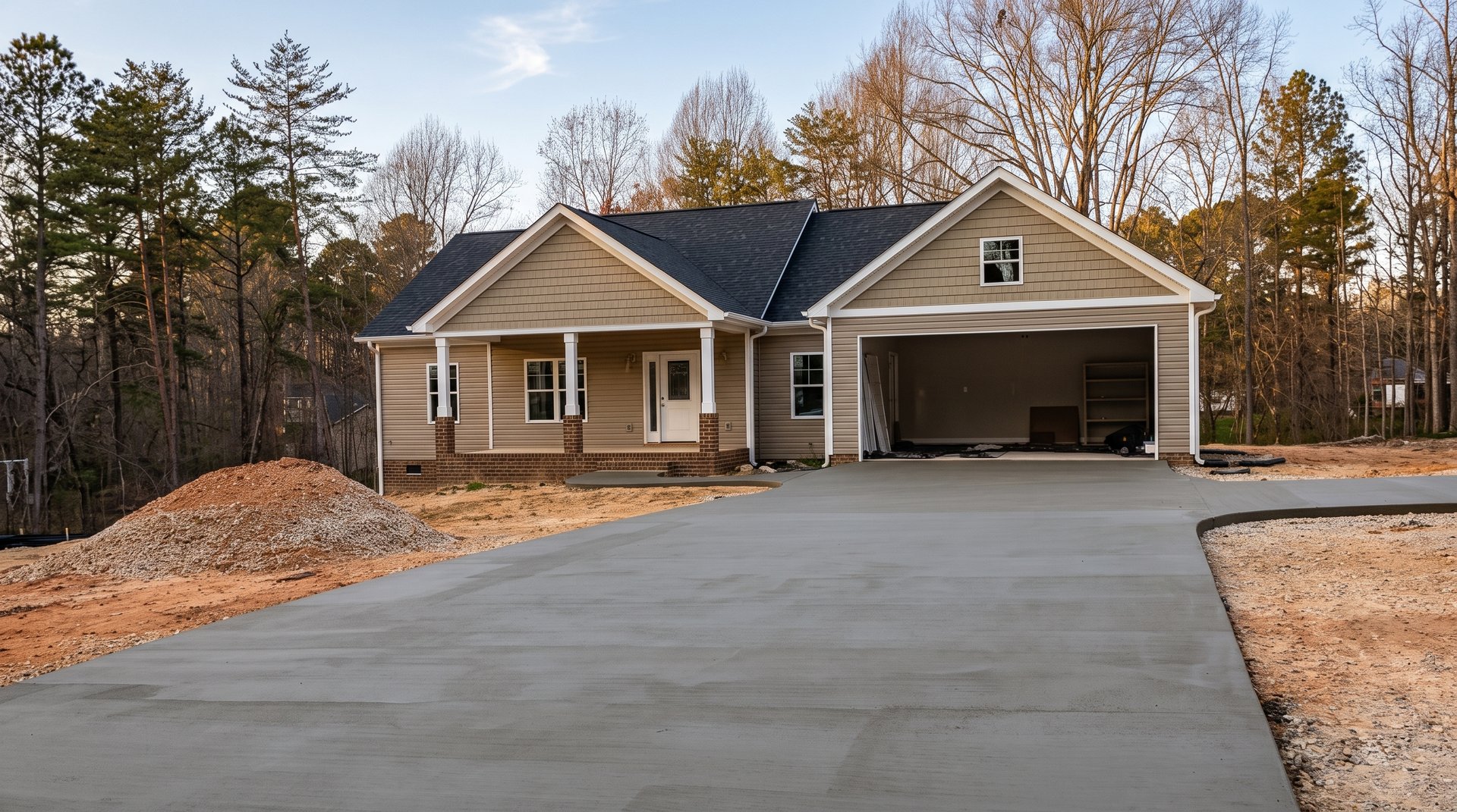 Finished concrete driveway by Chuy's Concrete Finishing in Shelby, NC