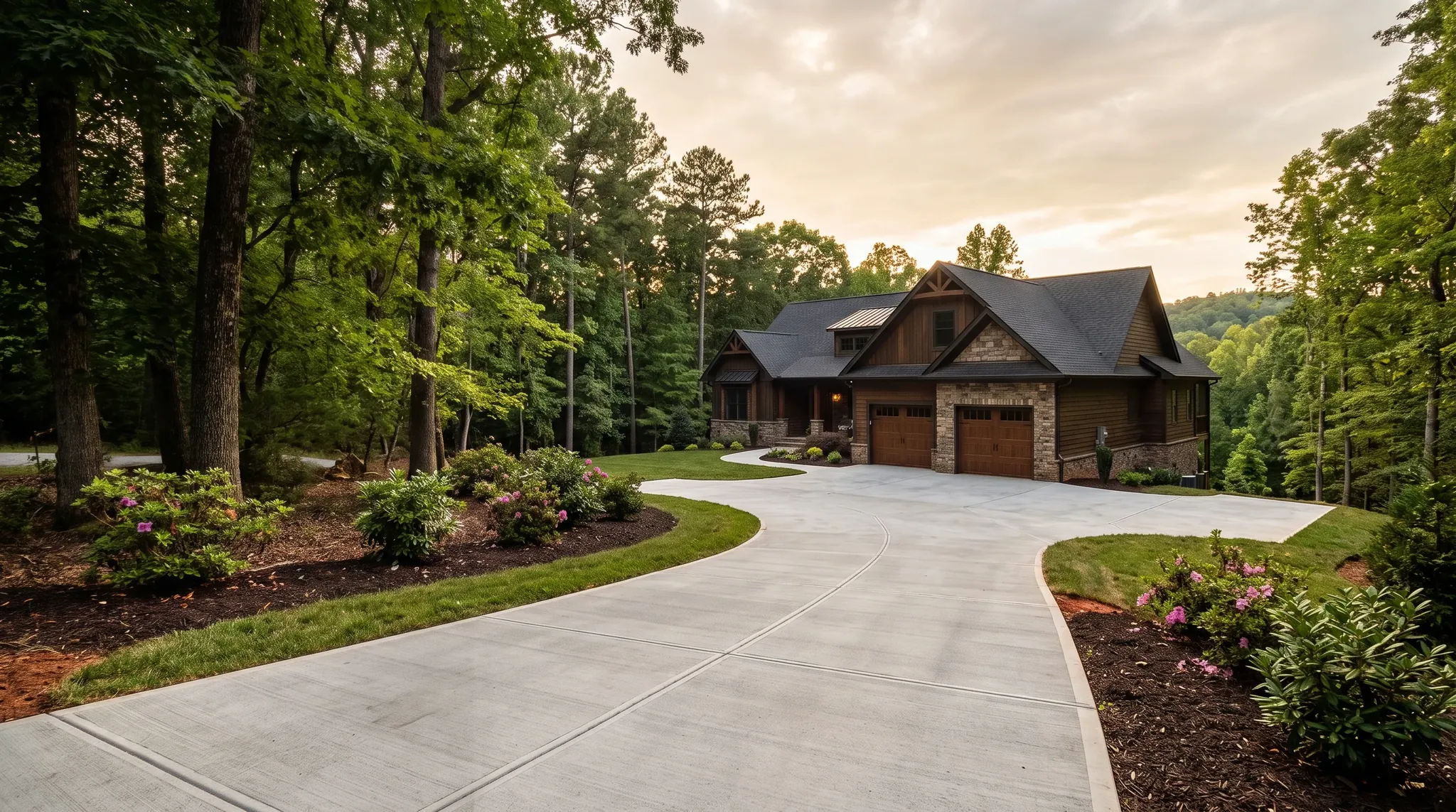 Finished concrete driveway at a Forest City-area home