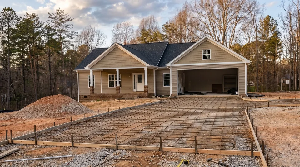 Driveway site graded and formed before the concrete pour