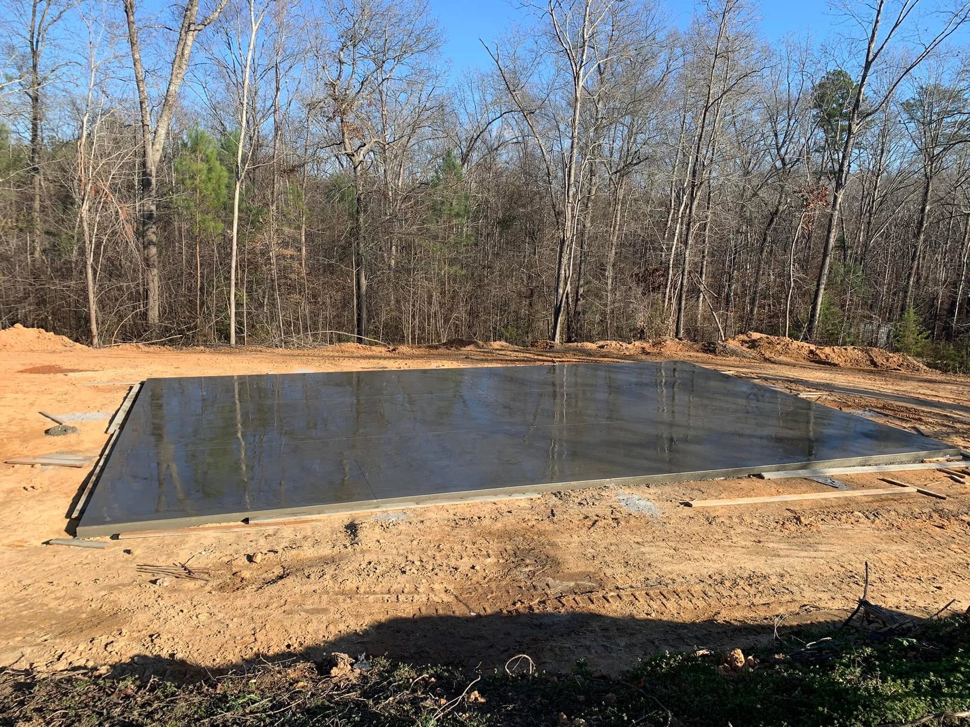 Freshly poured standalone concrete slab