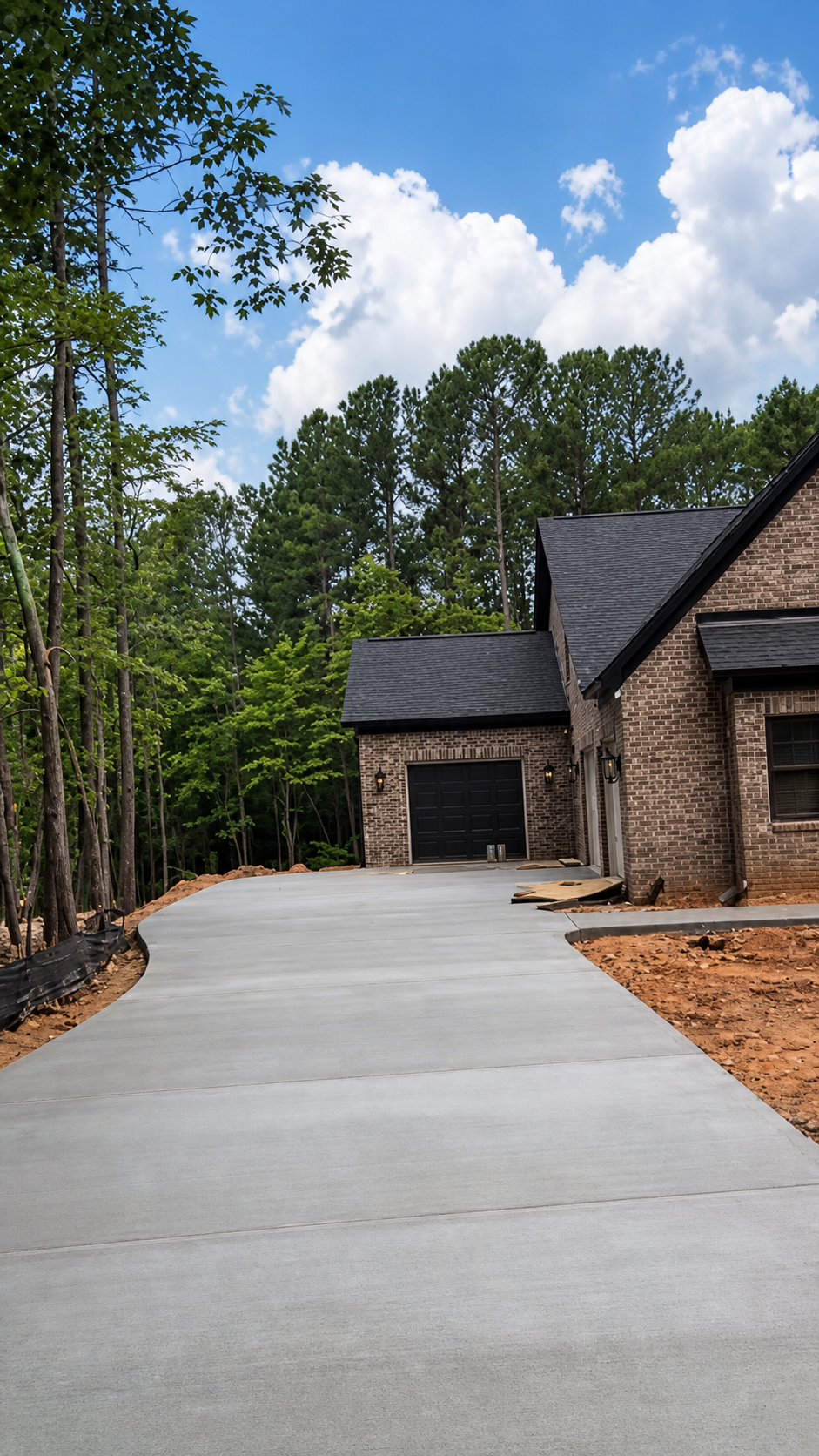 Finished residential concrete driveway