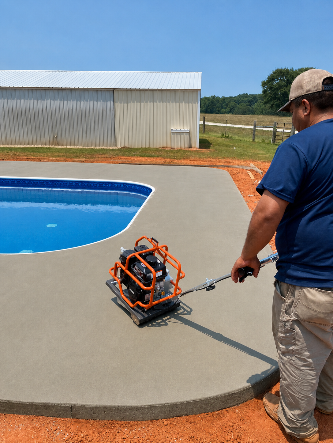 Professional concrete pool deck finishing